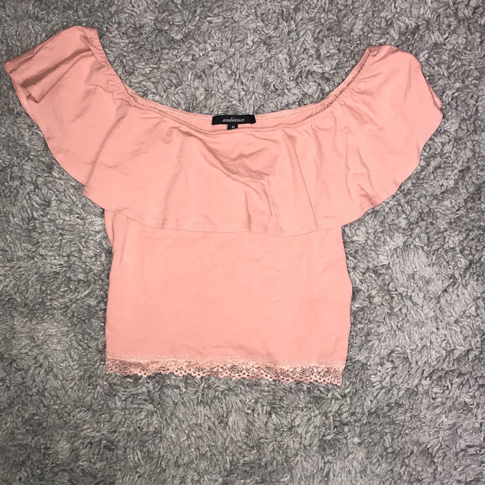 PINK CROPPED LACED SHIRT from AMBIANCE+FloralSkirt